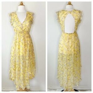 Rahi Uneven Hem Floral Open Back Dress